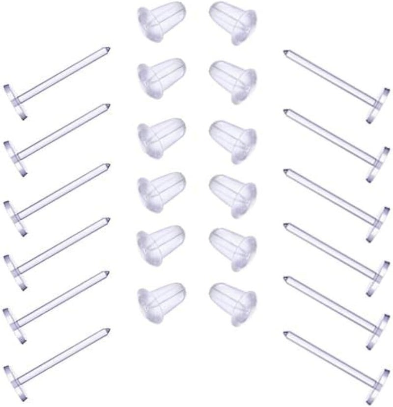 Elfstone 3mm Invisible Plastic Earrings Blank Pins Stud Tiny Head Findings DIY Supplies (400 pieces/200 Pairs) - Image 1